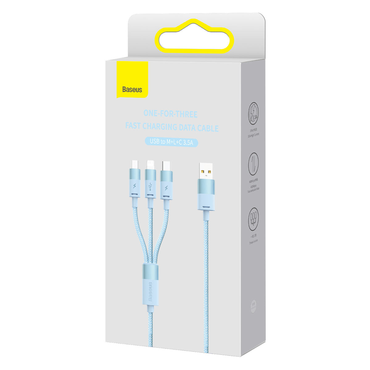 USB-A - Lightning / microUSB / USB-C Baseus StarSpeed 3in1 Oplaadkabel, 20W, 1.2m, Blauw CAXS000017