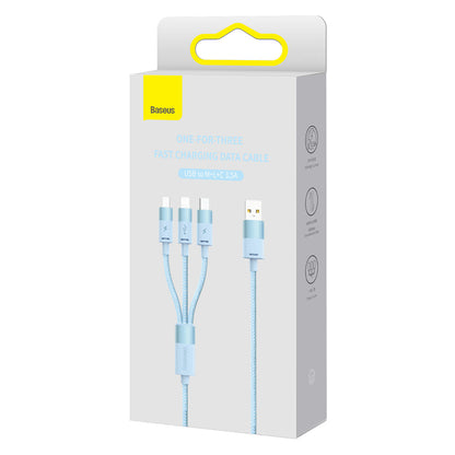 USB-A - Lightning / microUSB / USB-C Baseus StarSpeed 3in1 Oplaadkabel, 20W, 1.2m, Blauw CAXS000017