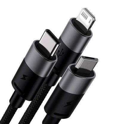 USB-A - Lightning / microUSB / USB-C Baseus StarSpeed 3in1 Oplaadkabel, 20W, 0.6m, Zwart P10319900111-00