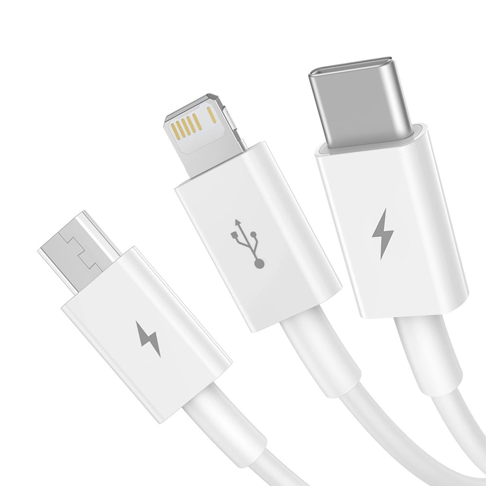 Oplaadkabel USB-A - Lightning / microUSB / USB-C Baseus Superior 3in1 Series, 20W, 1m, Wit P10320105221-00
