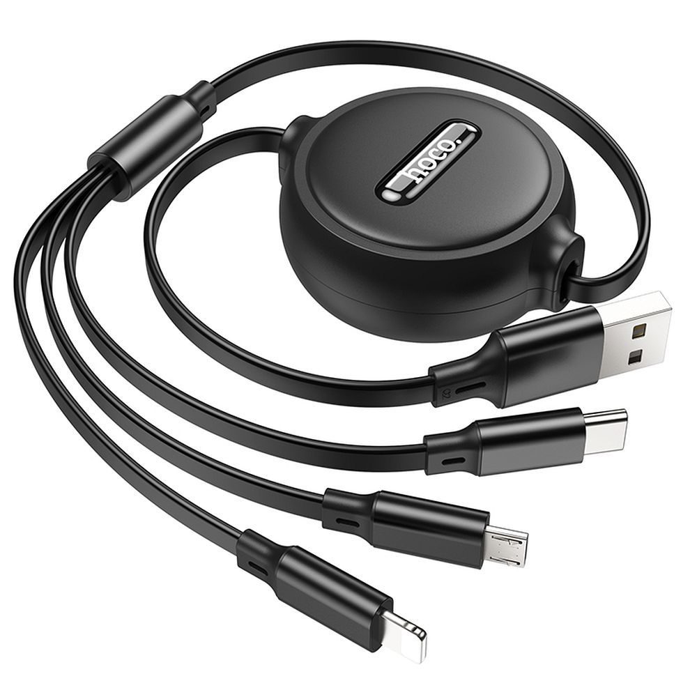 Oplaadkabel USB-A - Lightning / microUSB / USB-C HOCO X75 3in1, 18W, 1m, Zwart