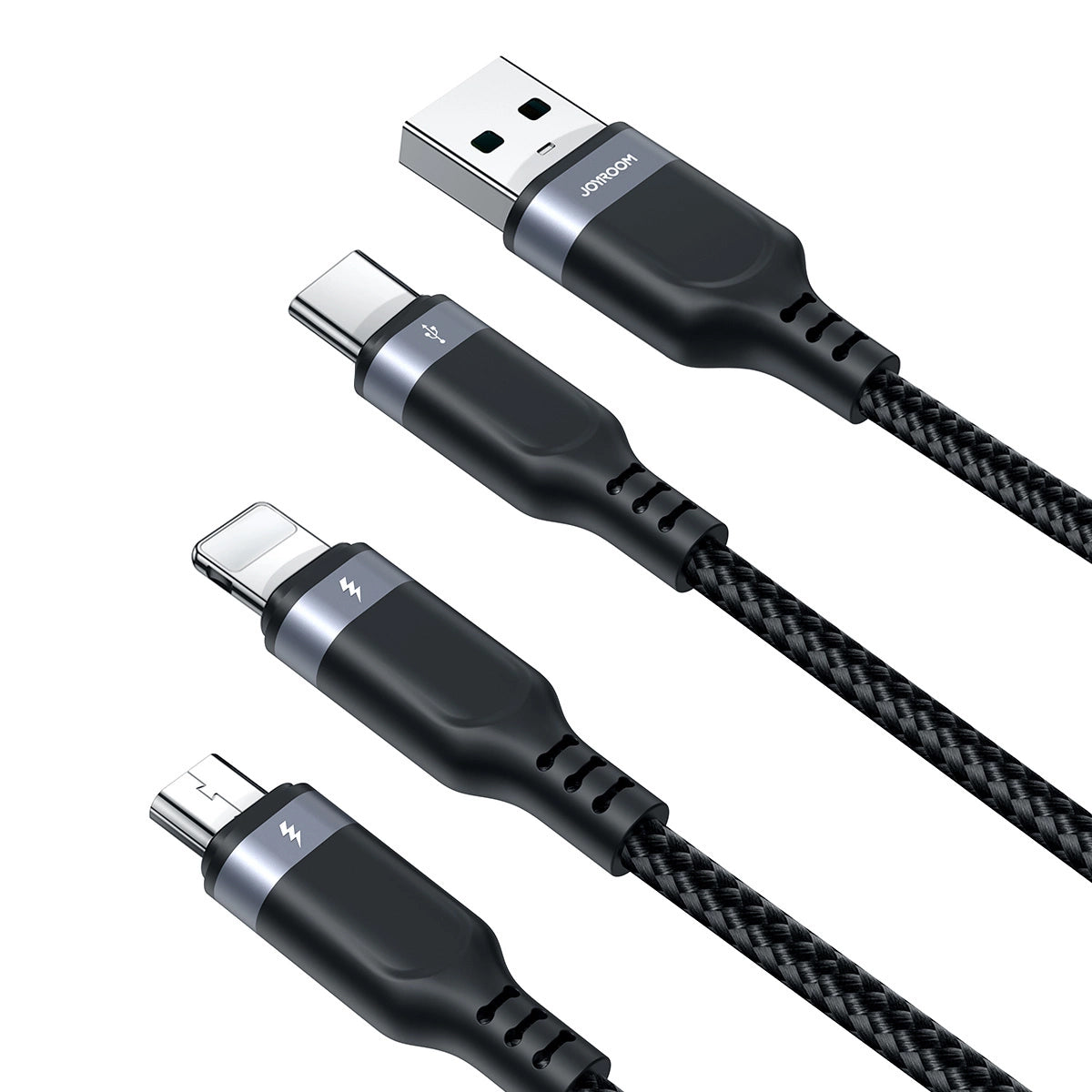 USB-A - Lightning / microUSB / USB-C Charging Cable Joyroom S-A18, 18W, 0.3m, Black