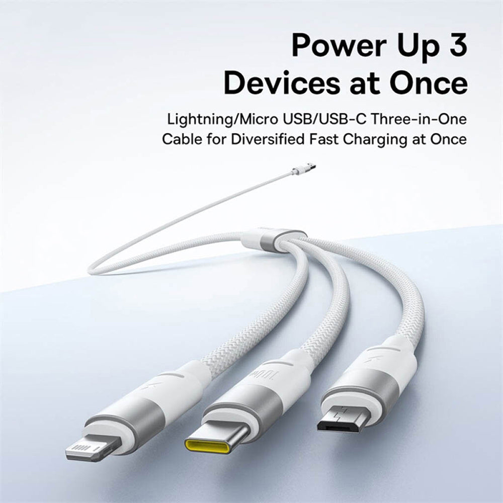 Oplaadkabel USB-A - Lightning / microUSB / USB-C Baseus StarSpeed, 100W, 1.5m, Wit P10319900211-00