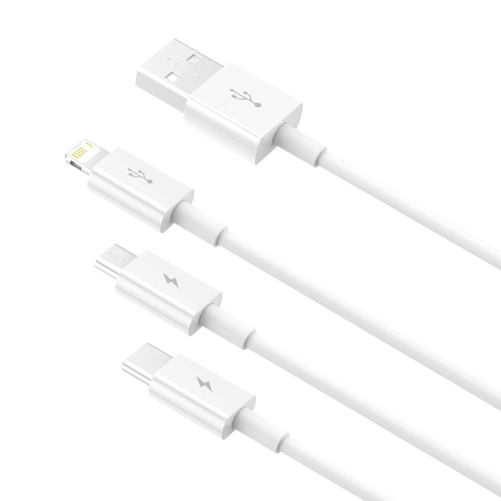 Oplaadkabel USB-A - Lightning / microUSB / USB-C Baseus Superior 3in1 Series, 20W, 1m, Wit P10320105221-00