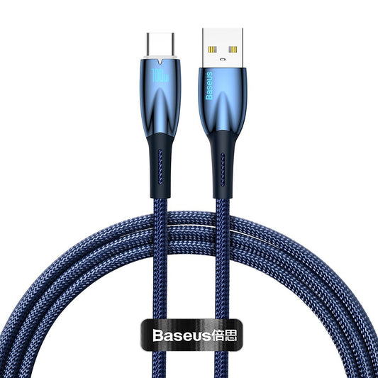 Data and Charging Cable USB-A - USB-C Baseus Glimmer Series, 100W, 1m, Blue