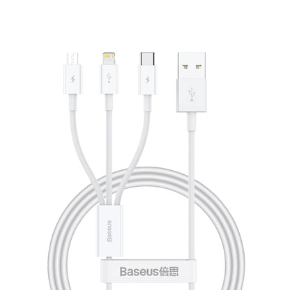 USB-A - Lightning / microUSB / USB-C Charging Cable Baseus Superior Series, 20W, 0.5m, White