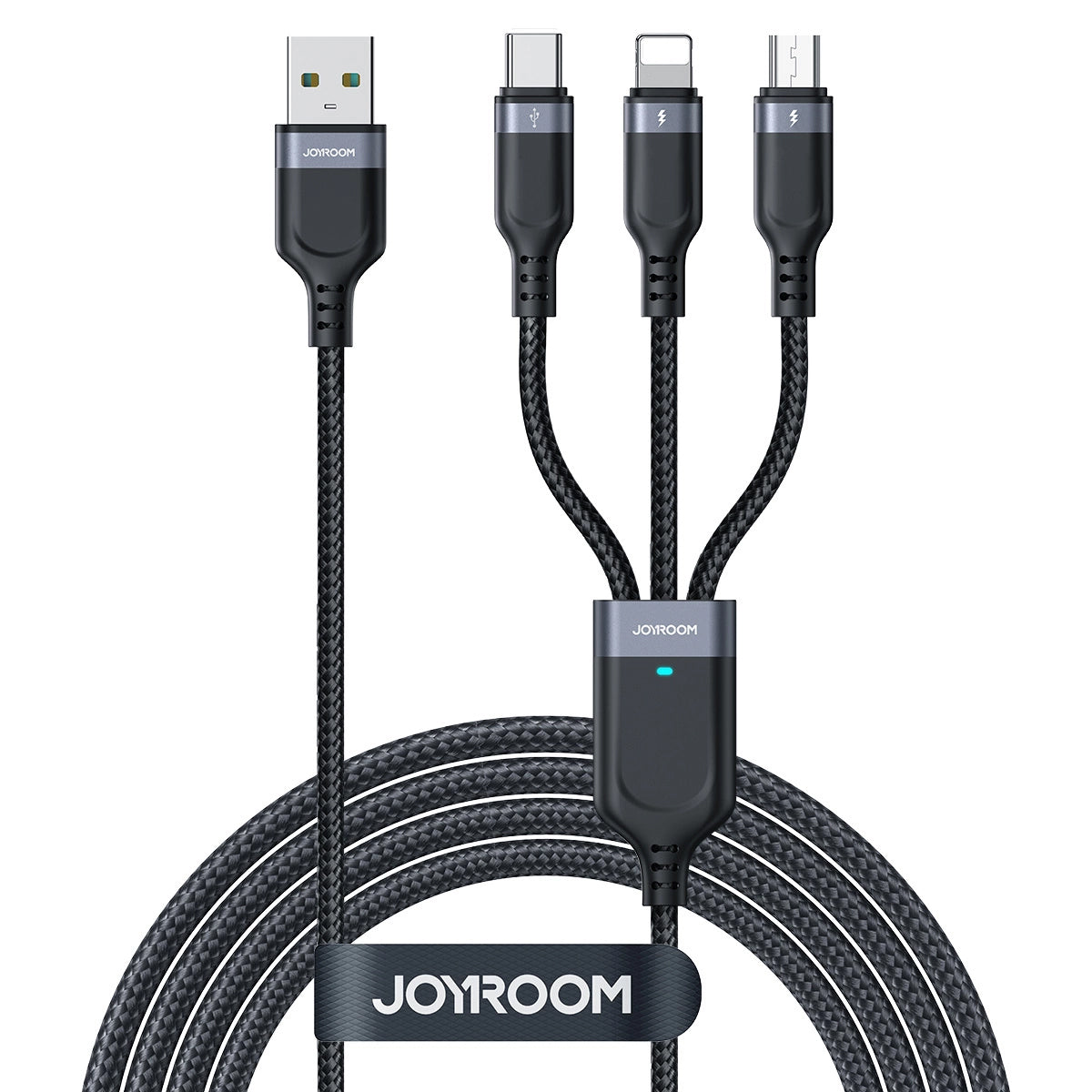 USB-A - Lightning / microUSB / USB-C Charging Cable Joyroom S-A18, 18W, 0.3m, Black