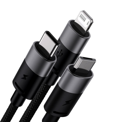 USB-A - Lightning / microUSB / USB-C Charging Cable Baseus StarSpeed, 18W, 1.2m, Black CAXS000001