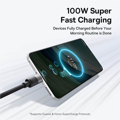 Oplaadkabel USB-A - Lightning / microUSB / USB-C Baseus StarSpeed, 100W, 1.5m, Wit P10319900211-00
