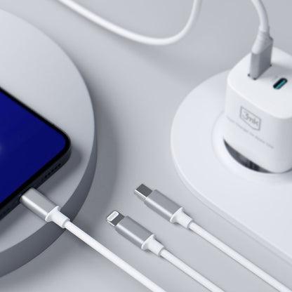 USB-A / USB-C - Lightning / microUSB / USB-C 3MK Hyper 3in1 Oplaadkabel, 12W, 1.5m, Wit