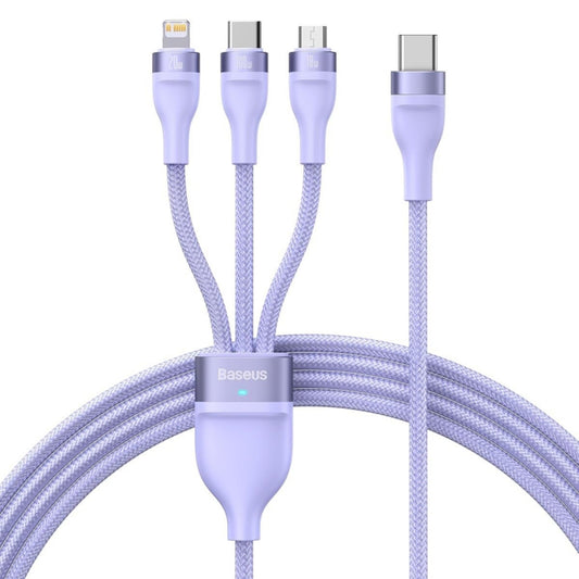 USB-C - Lightning / microUSB / USB-C Oplaadkabel Baseus Flash Series II 3in1, 100W, 1.5m, Paars CASS030205