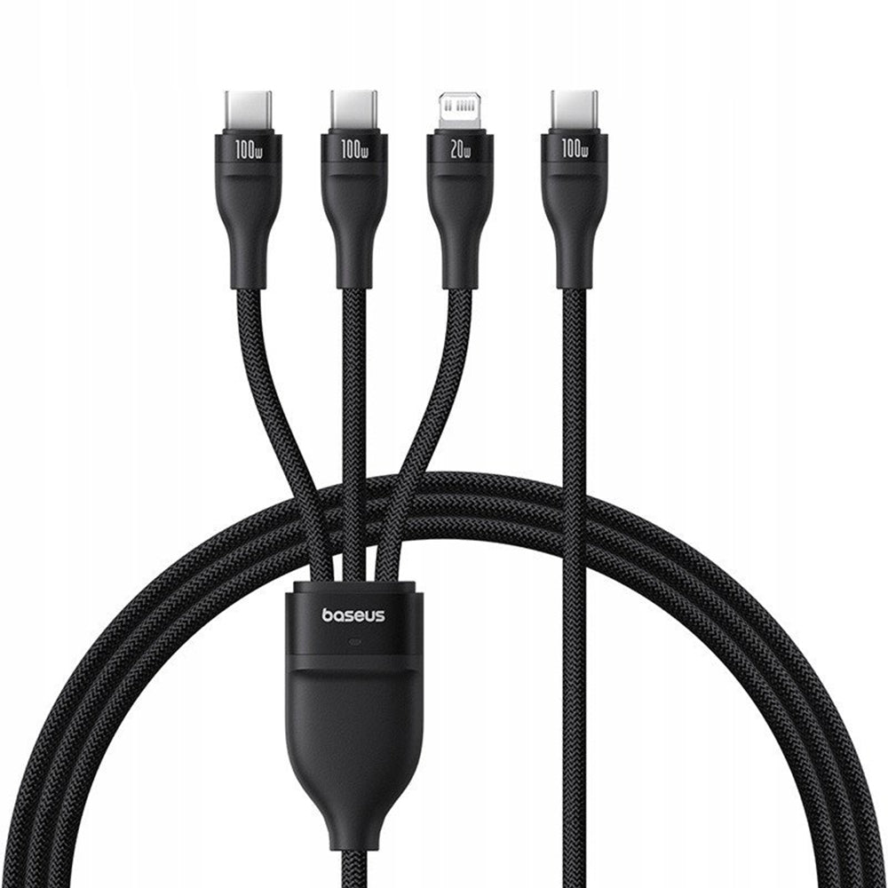 USB-C - Lightning Oplaadkabel / 2 x USB-C Baseus Flash Series III 3in1, 100W, 1.5m, Zwart P10377502111-00