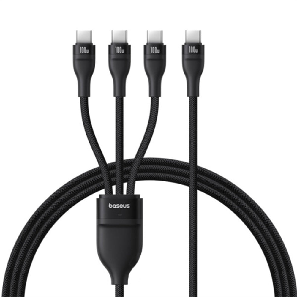 USB-C Oplaadkabel - 3 x USB-C Baseus Flash Series III 3in1, 100W, 1.5m, Zwart P10377503111-00