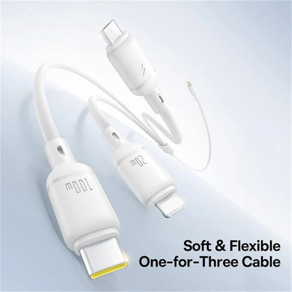 USB-C - Lightning / microUSB / USB-C Baseus Silky 3in1 Oplaadkabel, 100W, 1.5m, Wit P10377706213-00