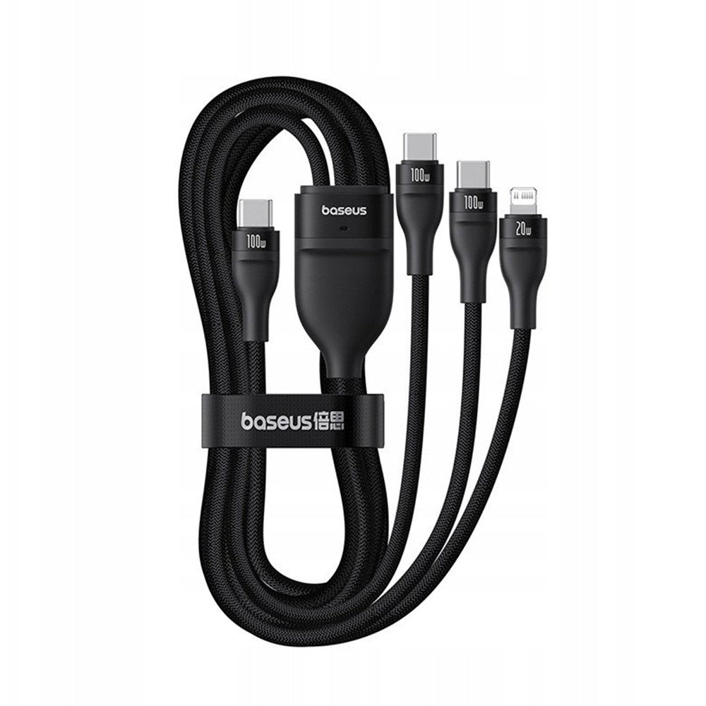 USB-C - Lightning Oplaadkabel / 2 x USB-C Baseus Flash Series III 3in1, 100W, 1.5m, Zwart P10377502111-00