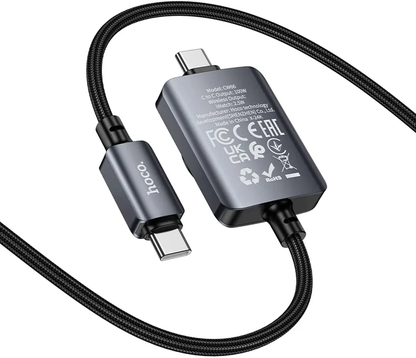 USB-C Oplaadkabel - USB-C HOCO CW66 2in1, 100W, 1,2m, Zwart