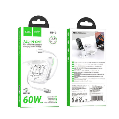 USB-C - USB-C Data- en Oplaadkabel HOCO U140, 60W, 0.95m, Wit