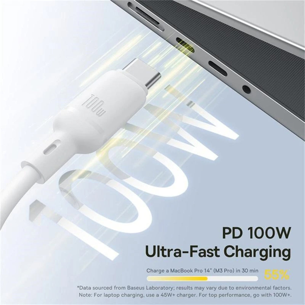 USB-C - Lightning / microUSB / USB-C Baseus Silky 3in1 Oplaadkabel, 100W, 1.5m, Wit P10377706213-00