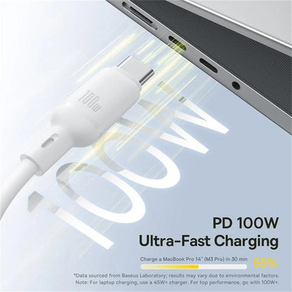 USB-C - Lightning / microUSB / USB-C Baseus Silky 3in1 Oplaadkabel, 100W, 1.5m, Wit P10377706213-00