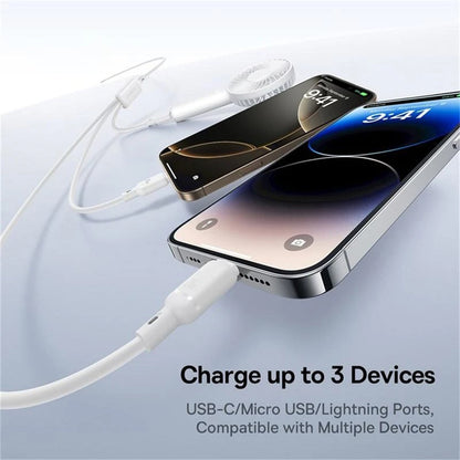 USB-C - Lightning / microUSB / USB-C Baseus Silky 3in1 Oplaadkabel, 100W, 1.5m, Wit P10377706213-00