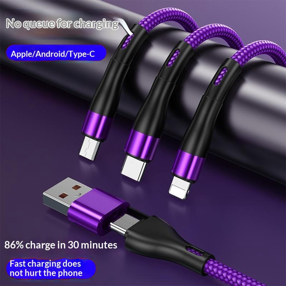 USB-C / USB-A Charging Cable - Lightning / microUSB / USB-C OEM B6, 100W, 1.2m, Black