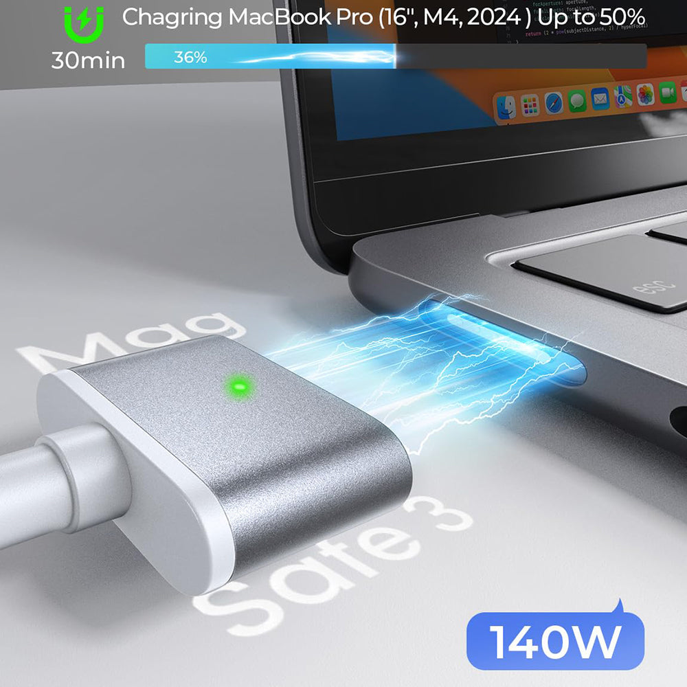 USB-C Oplaadkabel - MagSafe 3 Lisen, 140W, 2m, Zilver YL0123070001