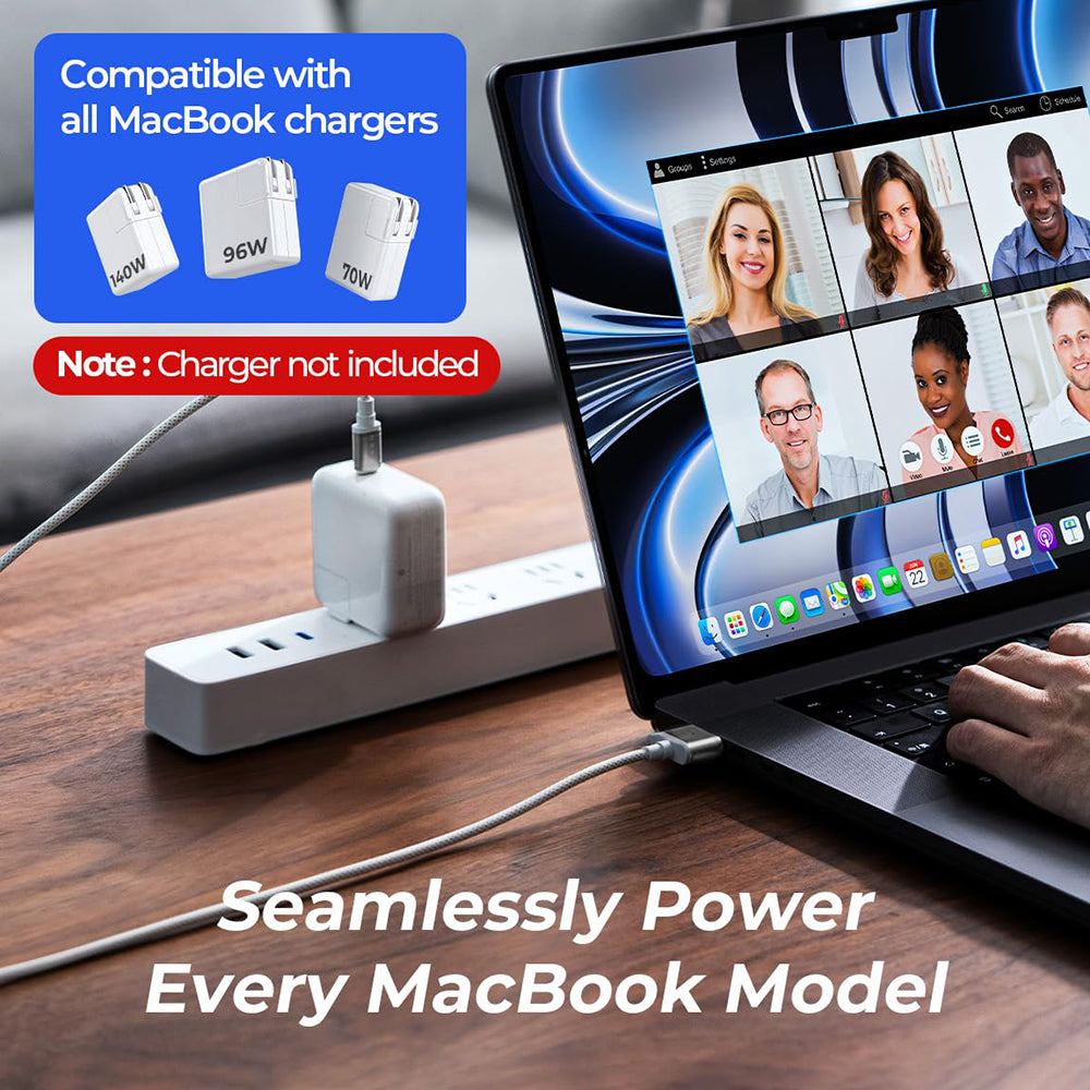 USB-C Oplaadkabel - MagSafe 3 Lisen, 140W, 2m, Zilver YL0123070001