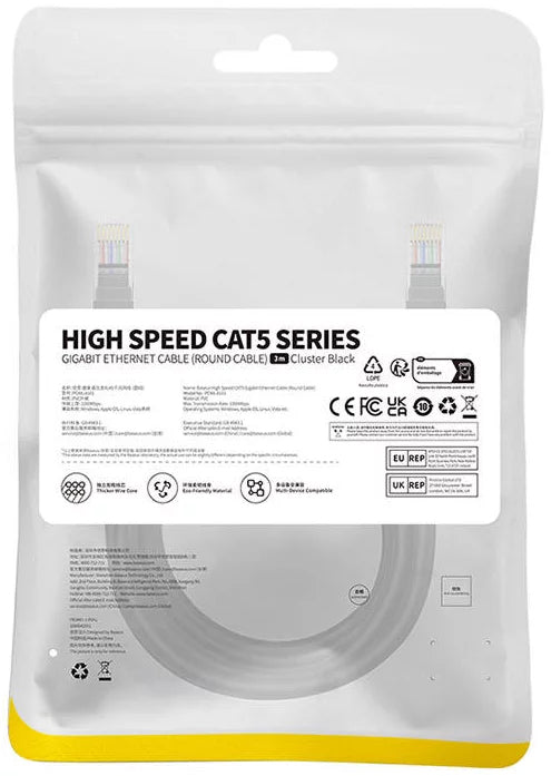 Baseus Netwerkkabel, UTP, Cat5, 3m, Zwart B00133206111-04