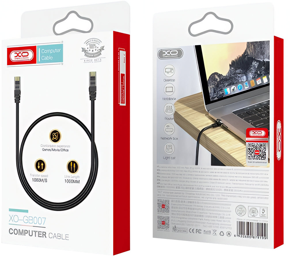 XO Design GB007 Network Cable, UTP, Cat6, 1m, Black