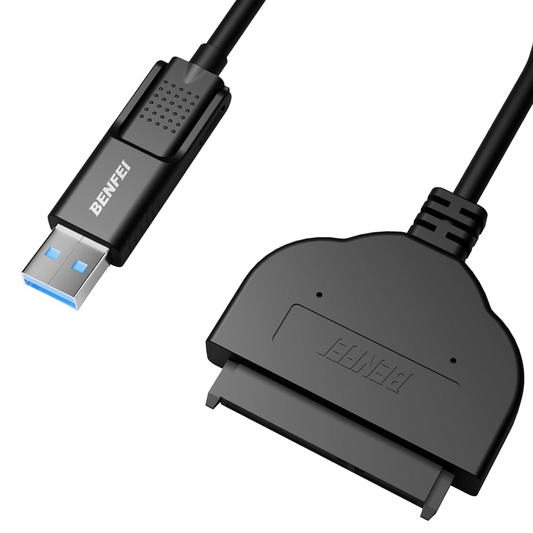 Benfei SATA-kabel, USB-A 3.0 / USB-C - SATA III, 0,27m, Zwart