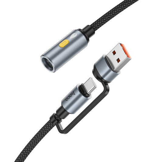 Elektrische Aansteker HOCO UA38B, USB-C / USB-A, 0.3m, Zwart