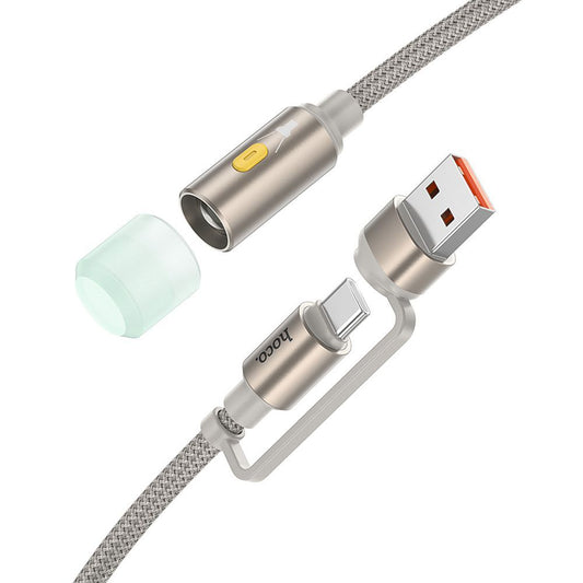 Led-kabel HOCO UA38C, USB-C / USB-A, 0,3m, Goud