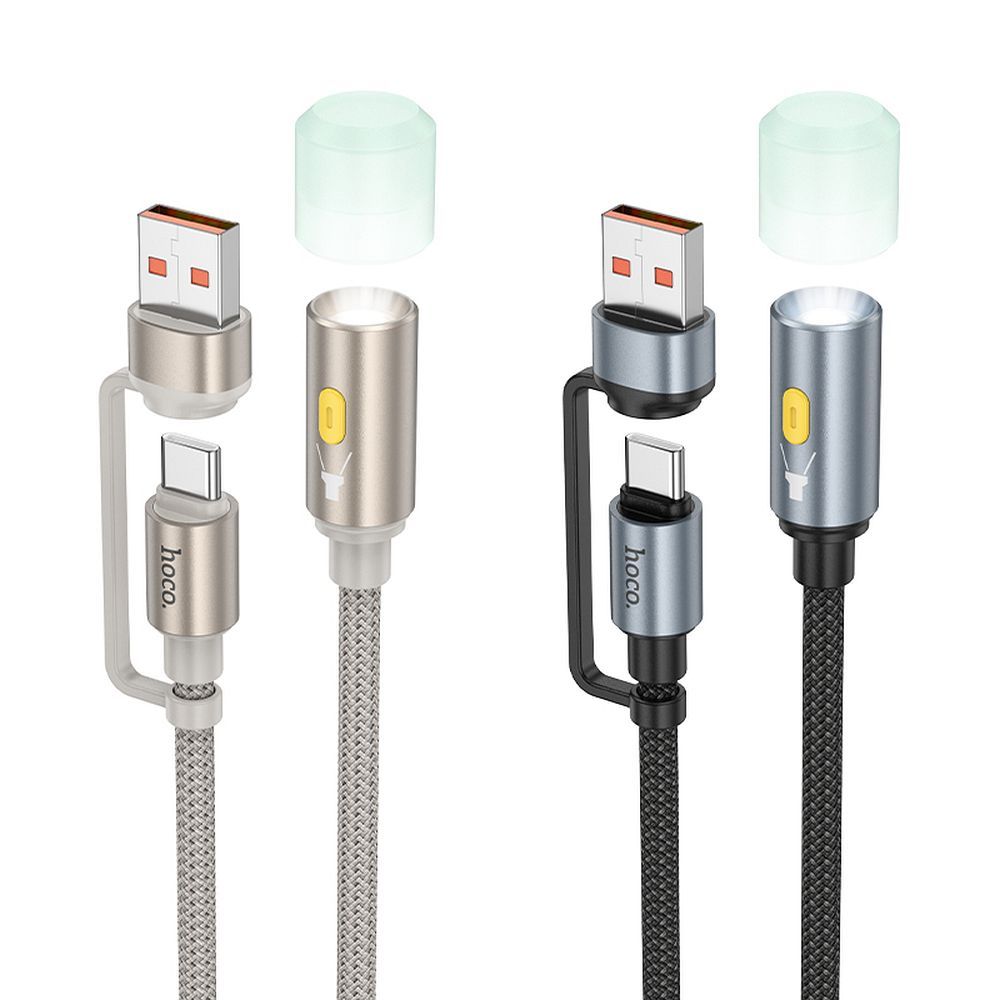 Led-kabel HOCO UA38C, USB-C / USB-A, 0,3m, Goud