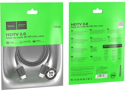 Video Kabel HOCO US08, HDMI - HDMI, 4K, 1m, Zwart