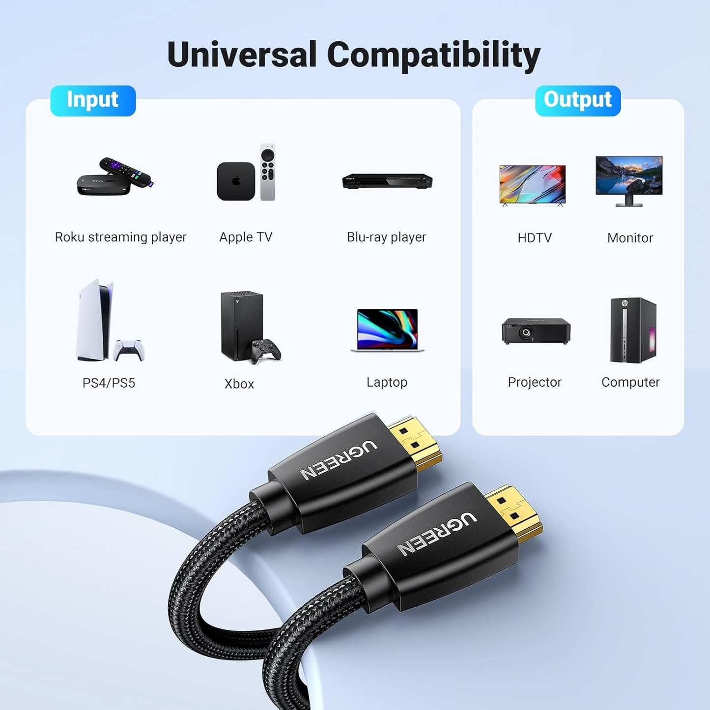 UGREEN HD118 Videokabel, HDMI - HDMI, 4K, 1.5m, Zwart