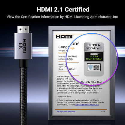 Videokabel UGREEN HD171, HDMI - HDMI, 8K, 1m, Zwart