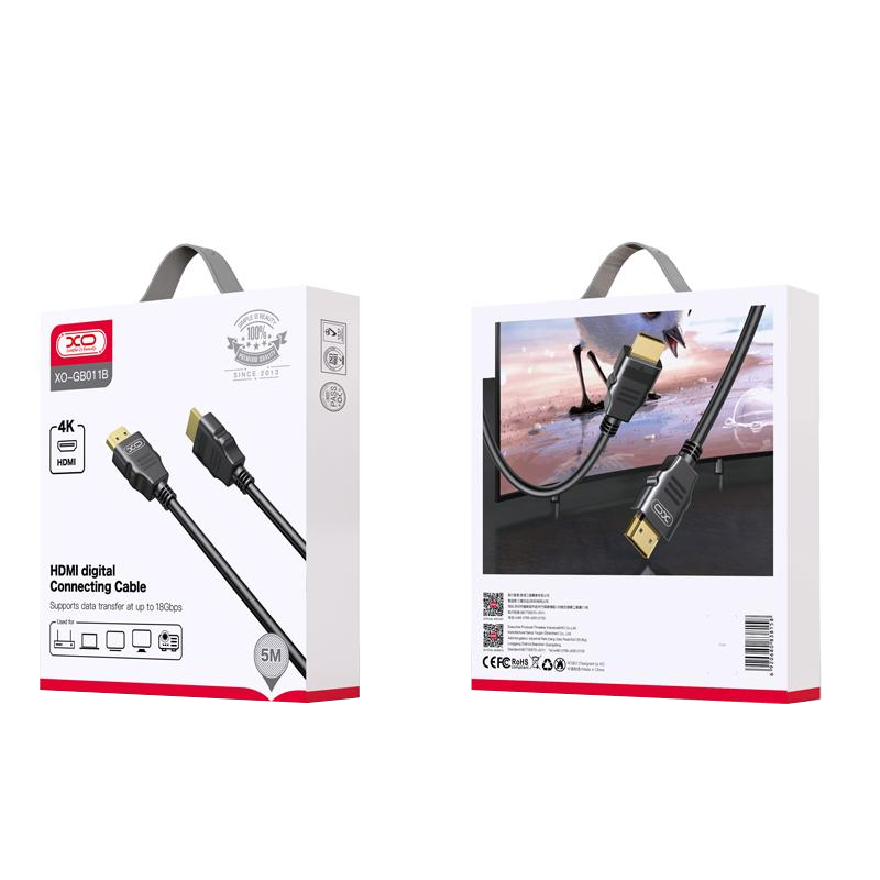 Video Kabel XO Design GB011B, HDMI - HDMI, 4K, 5m, Zwart