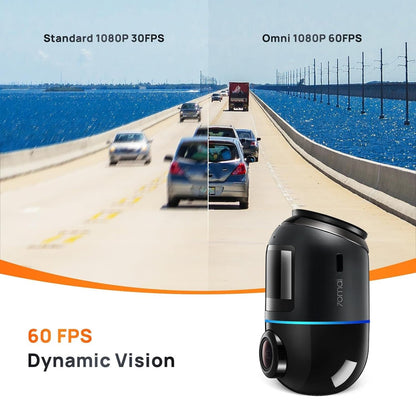 Car Camera 70mai Dash Cam Omni 360 X200, 1080P, 32Gb, Wi-Fi, GPS, AI, Voice Control, 1.2inch Display X200-32-BK