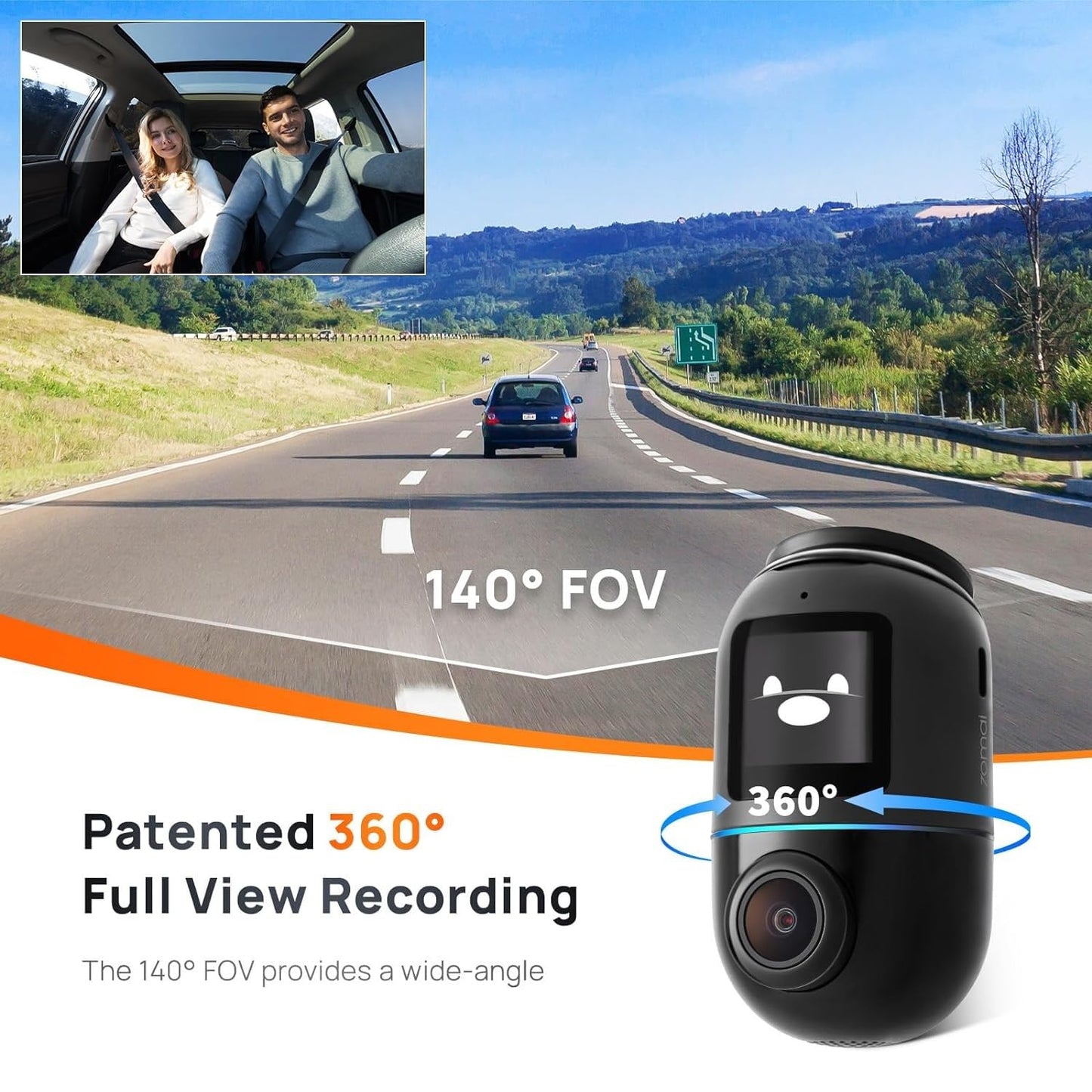 Car Camera 70mai Dash Cam Omni 360 X200, 1080P, 32Gb, Wi-Fi, GPS, AI, Voice Control, 1.2inch Display X200-32-BK