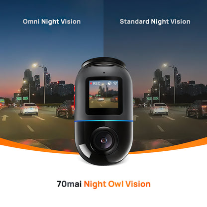 Auto Camera 70mai Dash Cam Omni 360 X200, 1080P, 64Gb, Wi-Fi, GPS, AI, Spraakbediening, Display 1.2inch X200-64-BK