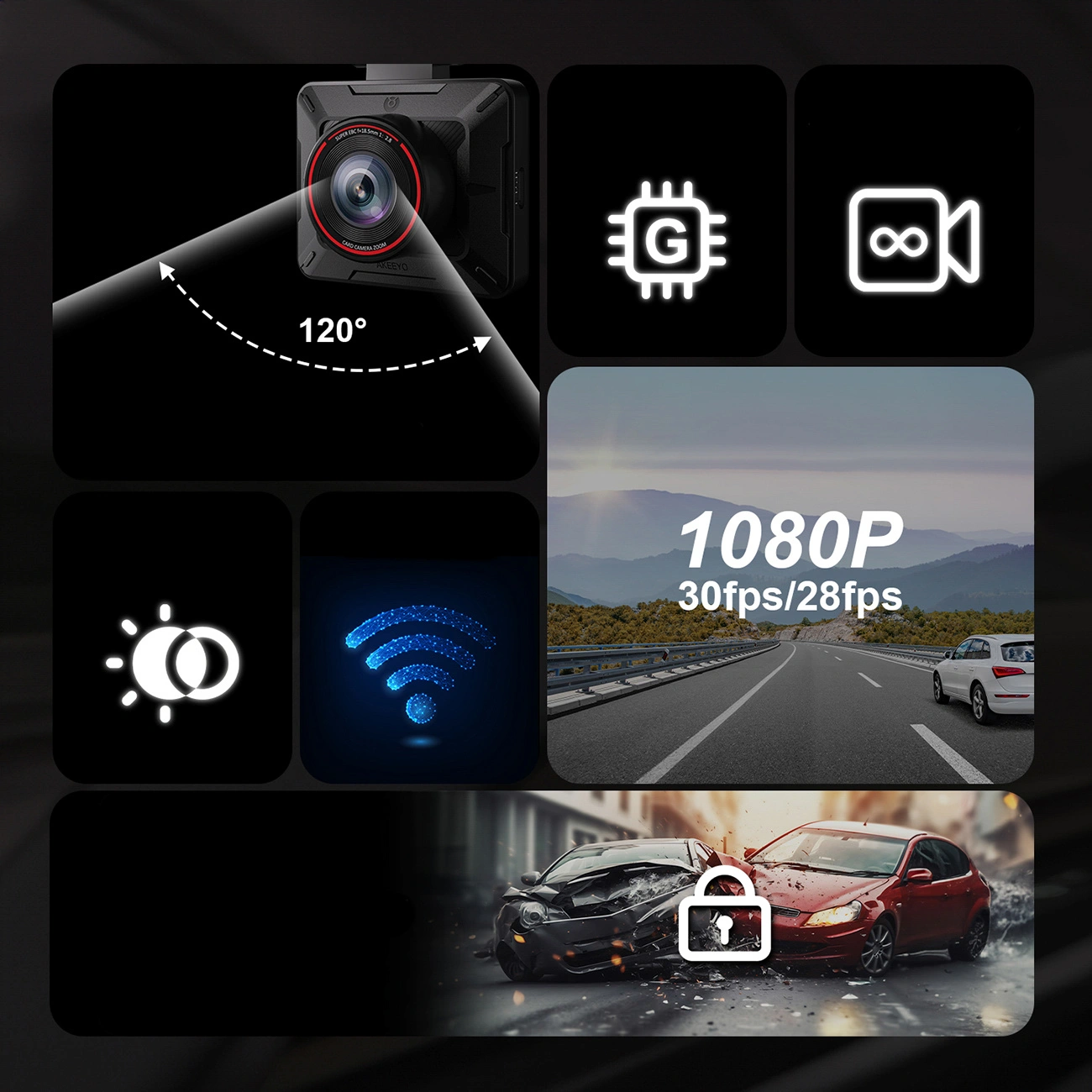 Akeeyo P1 Auto Camera, 1080P, Wi-Fi