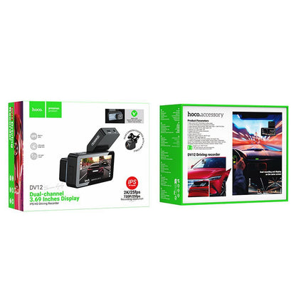 Auto Camera Voor Achter HOCO DV12, 2K, Wi-Fi, GPS, Display 3.69inch