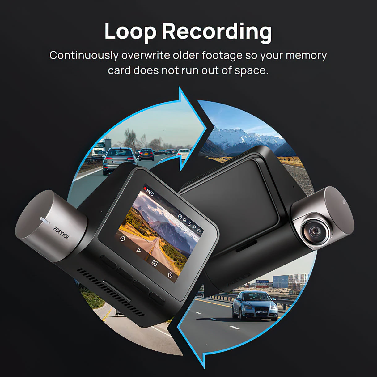 Auto Camera Voor Achter 70mai Dash Cam A510, 3K, GPS, Wi-Fi, Display 2inch