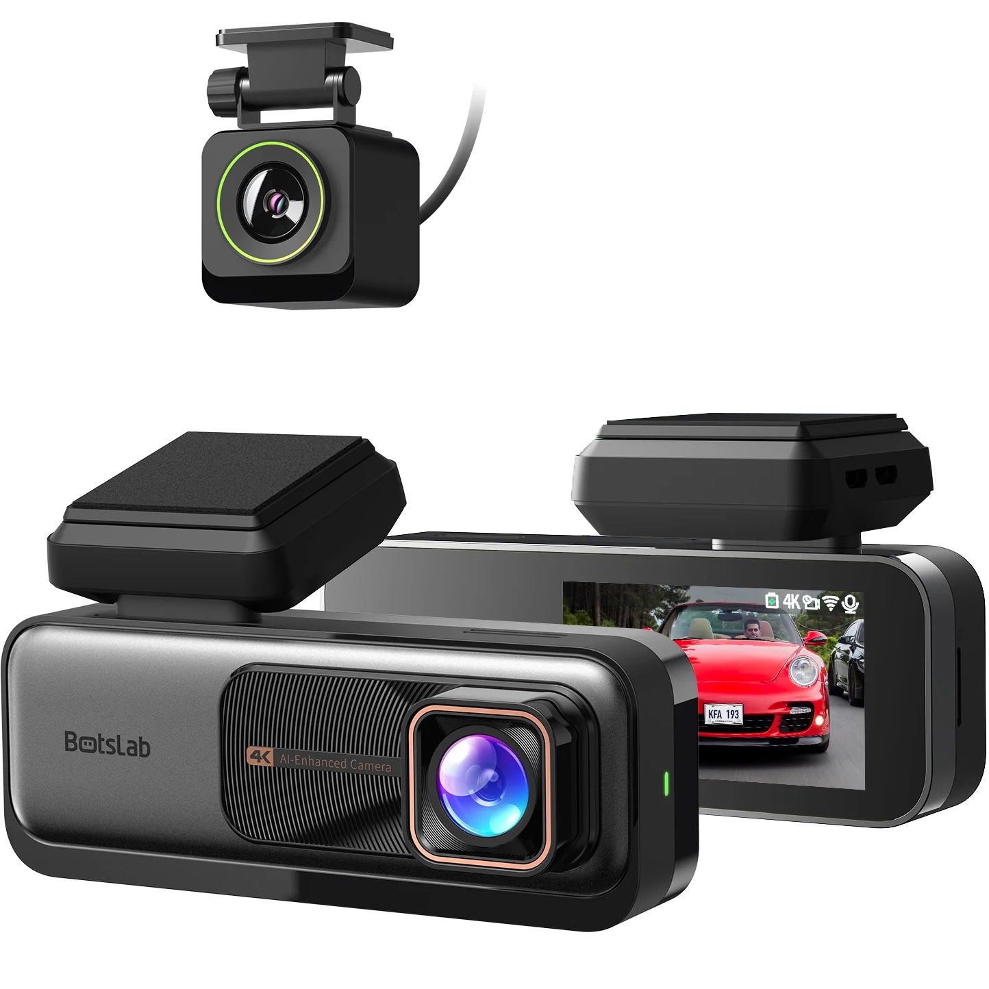 Botslab G980H Camera voor auto achter, 4K, Wi-Fi, GPS, 2,45inch scherm 