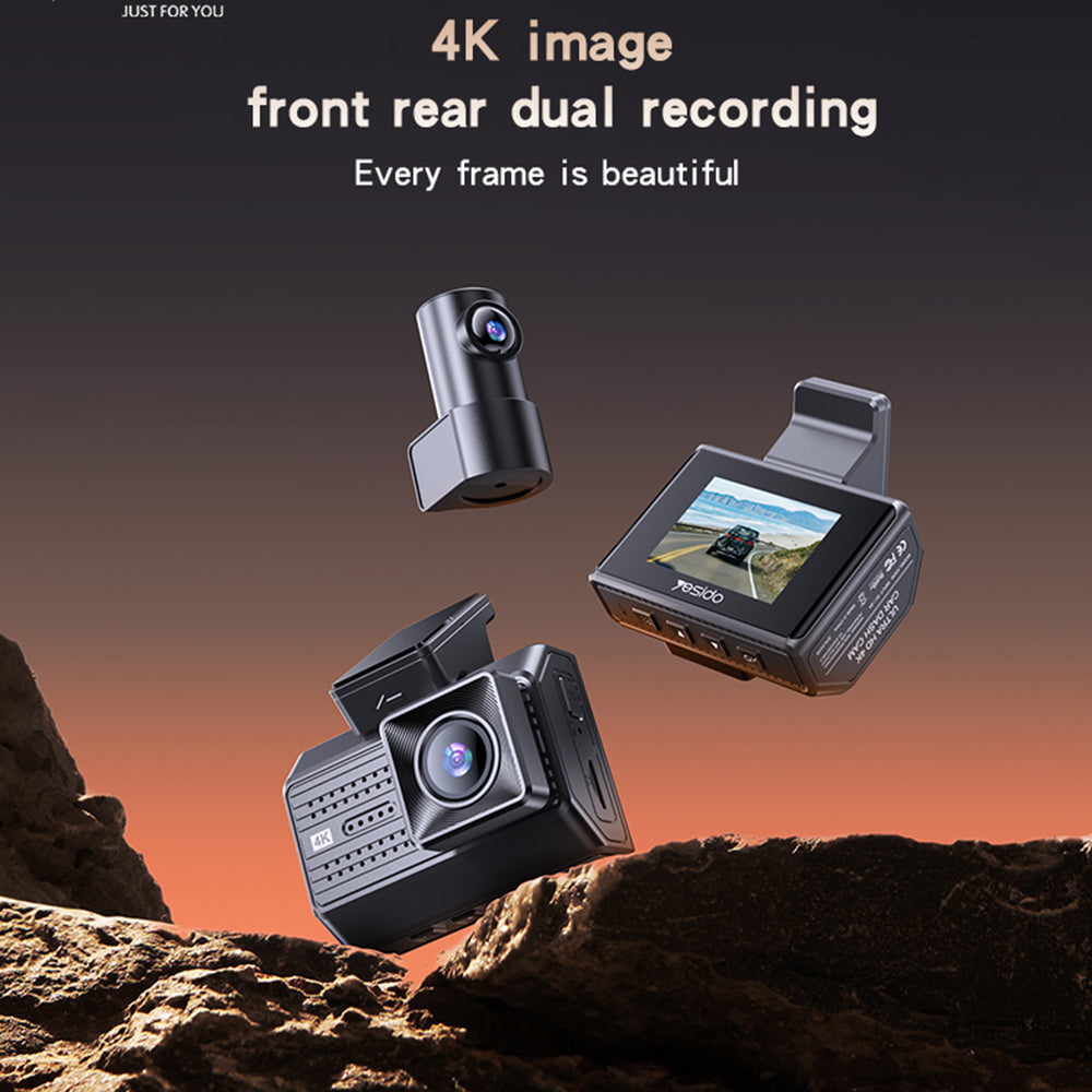 Yesido KM15 Front and Rear Car Camera, 4K, Wi-Fi, 2-inch Display