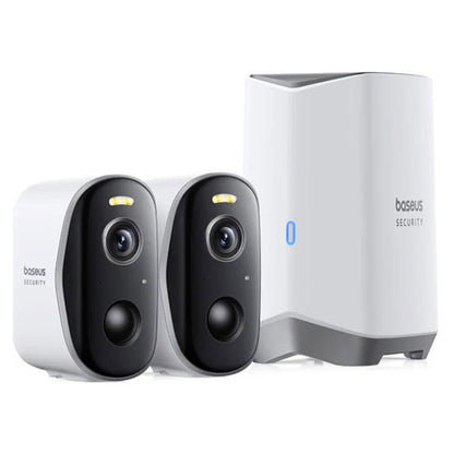 Baseus N1 Plus Bewakingscamera, Wi-Fi, 2K, IP67, Buiten, Set van 2 stuks, Wit S0TW012131