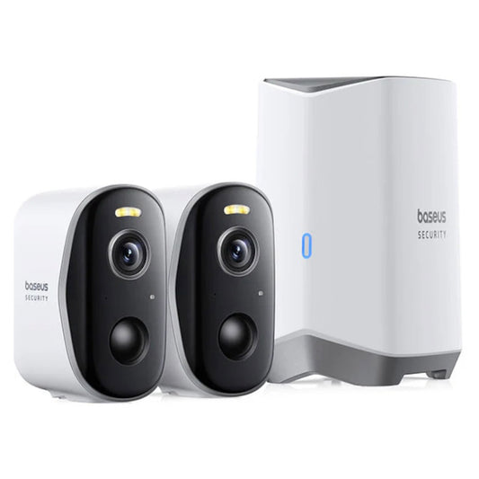 Baseus N1 Plus Bewakingscamera, Wi-Fi, 2K, IP67, Buiten, Set van 2 stuks, Wit S0TW012131