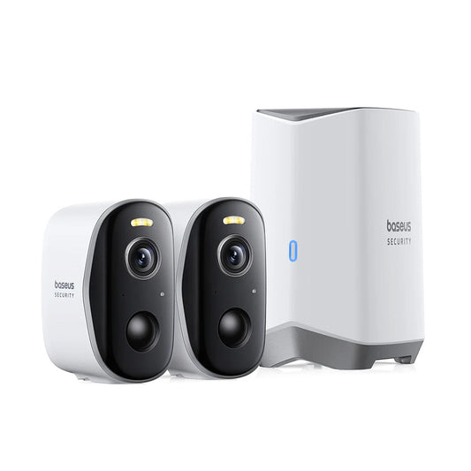 Baseus N1 Bewakingscamera, Wi-Fi, 2K, IP67, Buiten, Set van 2 stuks, Wit A00061900113-01