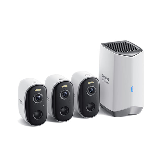 Baseus N1 Bewakingscamera, Wi-Fi, 2K, IP67, Buiten, Set van 3 stuks, Wit S0TW022131