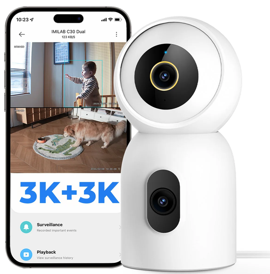 iMILAB C30 Dual-bewakingscamera, Wi-Fi, 3K, voor binnen CMSXJ111A